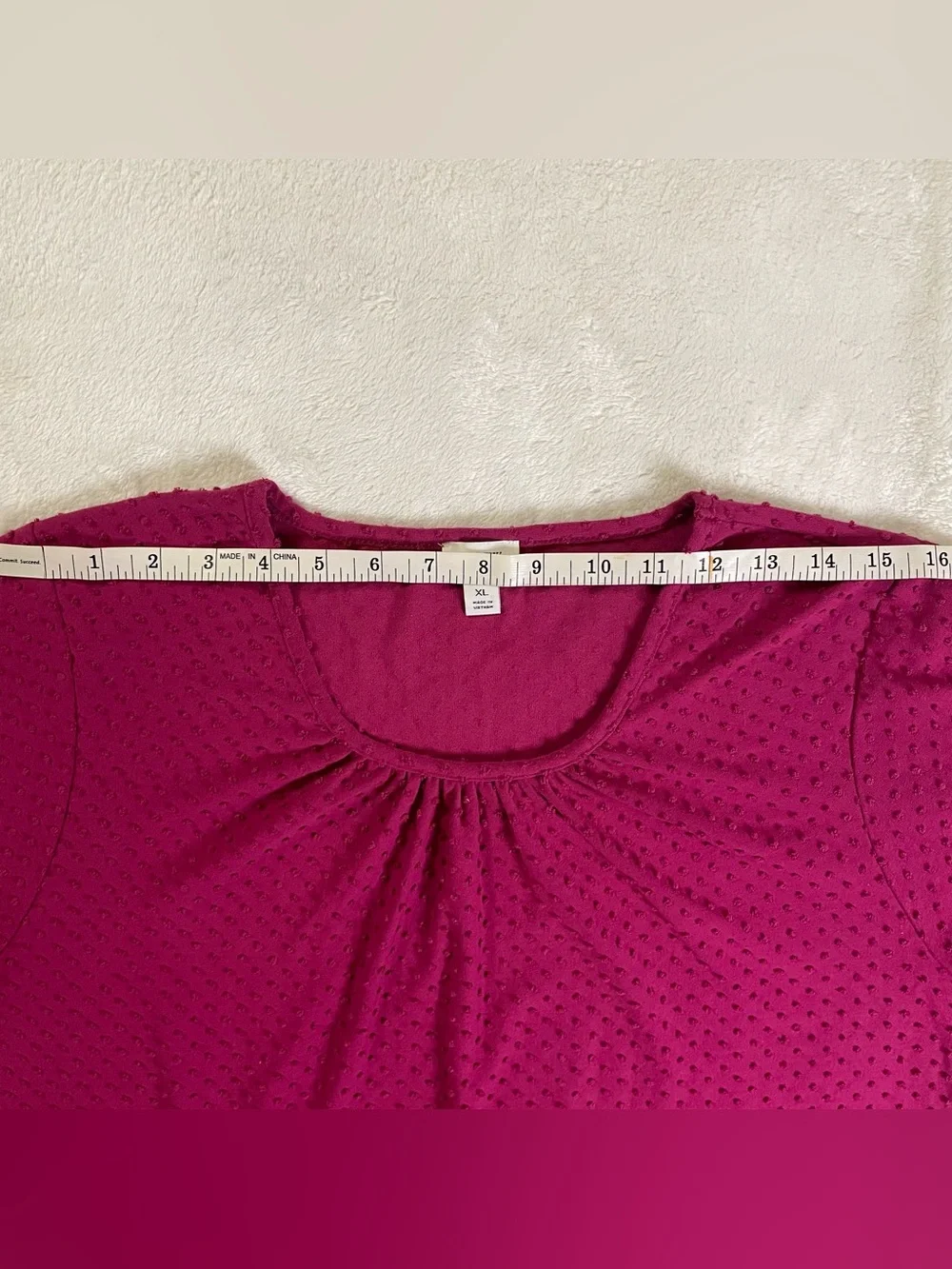 J. Crew Raspberry Bubble Textured 3/4 Sleeve Blouse size XL
